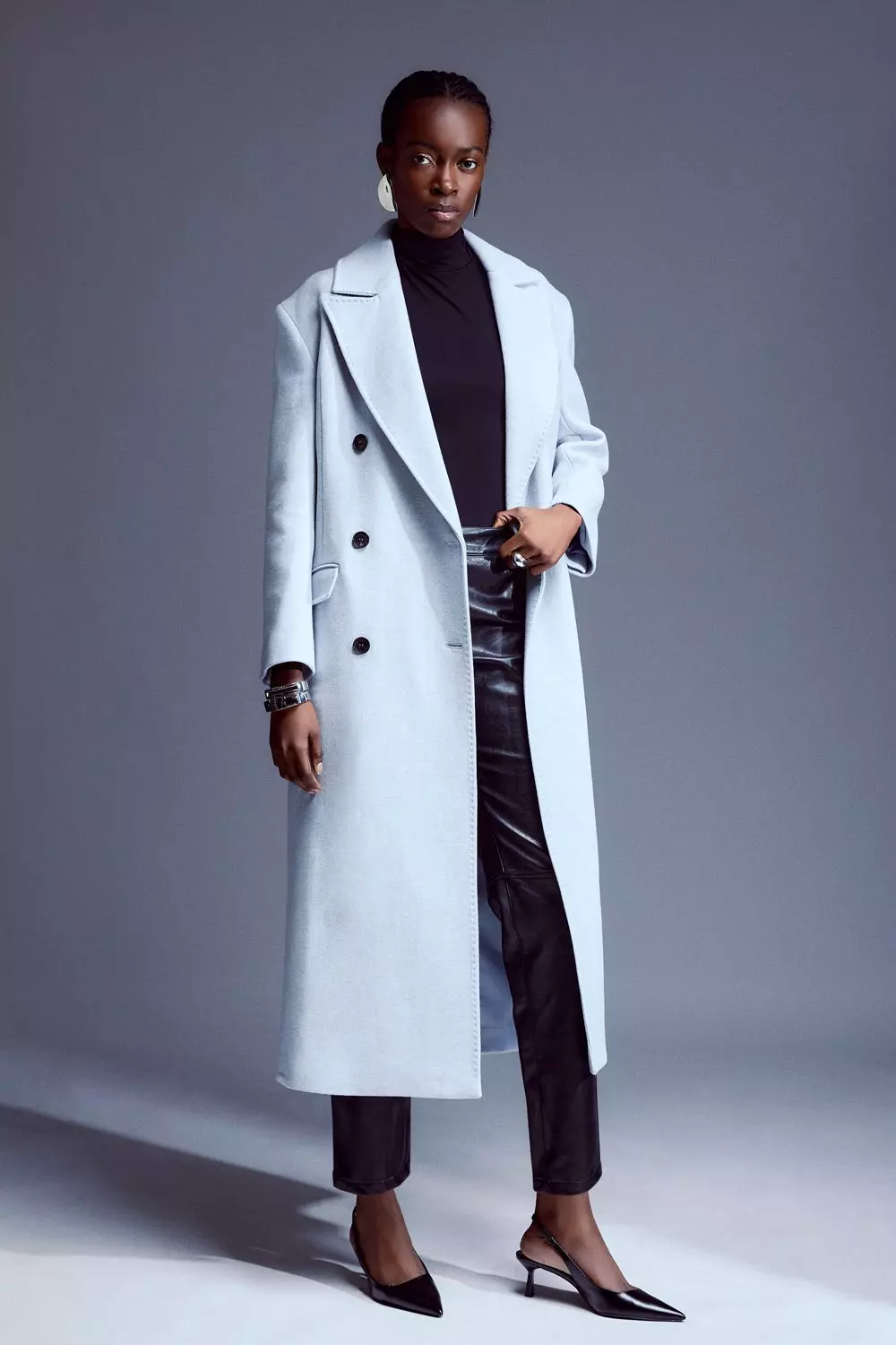 Wool blend double breasted on sale coat